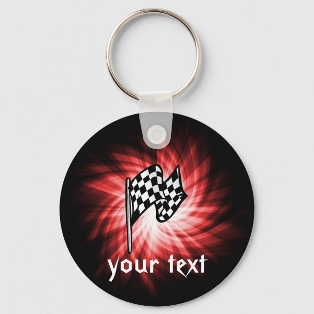 Chequered Flag; red Key Ring (Front)