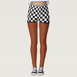 Chequered Flag Shorts - Medium Tone Leggings