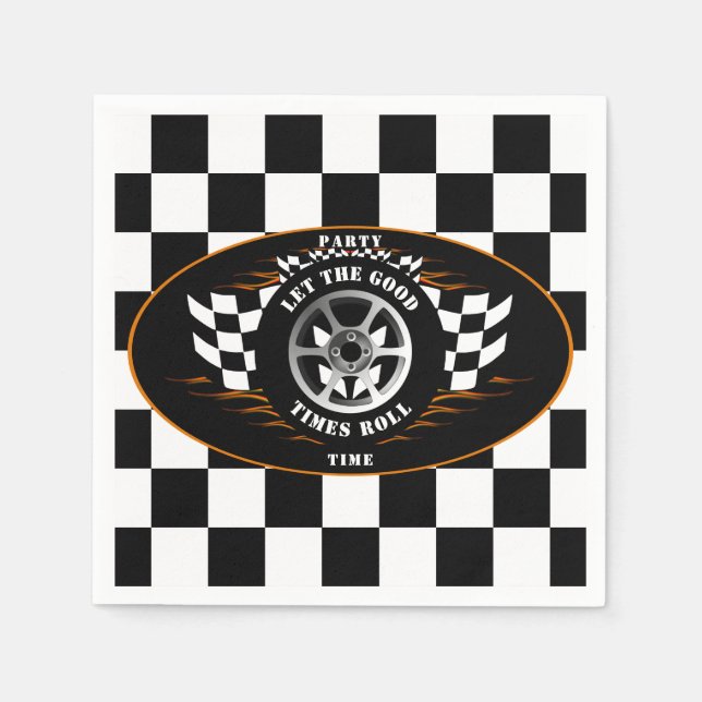 Chequered Flag Sports Car Racing Party Supplies Napkin (Front)