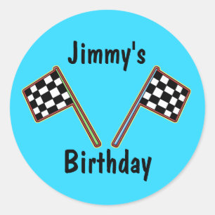 Chequered Flags Birthday Sticker