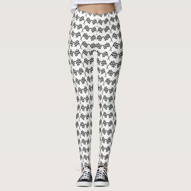 Chequered Flags Racing Finish Line Leggings (Front)