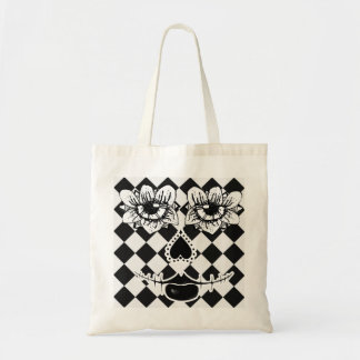 Chequered Flower Face | Surreal Tote Bag