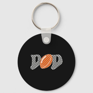 Chequered Football Dad For Men Fathers Day Key Ring