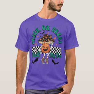 Chequered Funny Halloween Trick Or Treat Cute Mush T-Shirt