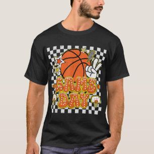 Chequered Game Day Cute Coquette Bow Basketball Wo T-Shirt