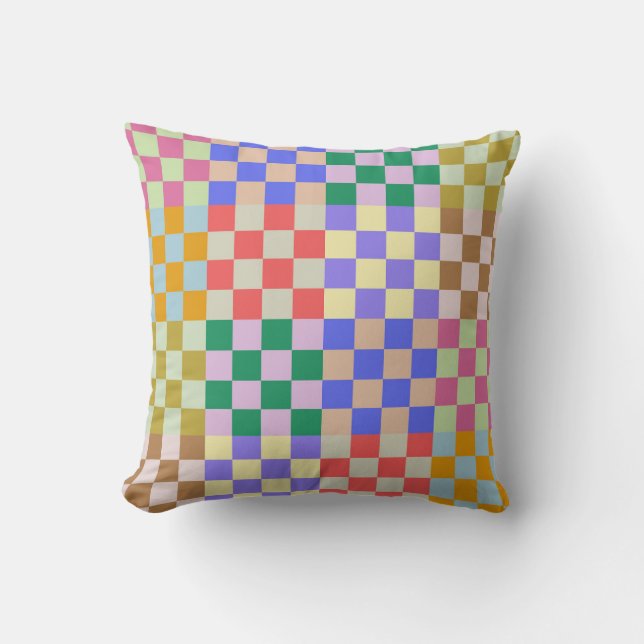 Chequered Geometric Retro Pattern Papers Graphic Cushion (Front)
