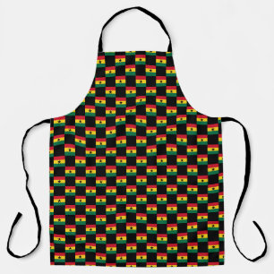 Chequered Ghana Flag Pattern  Apron