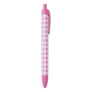 Chequered Gingham Pattern - Pink White Black Ink Pen