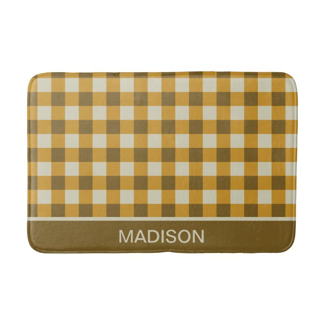 Chequered Gingham Personalised Pattern Bath Mat (Front)