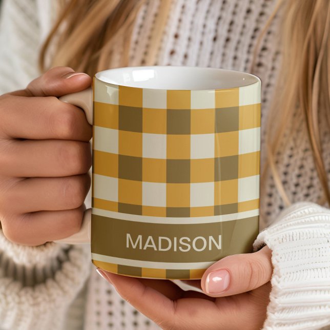 Chequered Gingham Personalised Pattern Coffee Mug (Creator Uploaded)