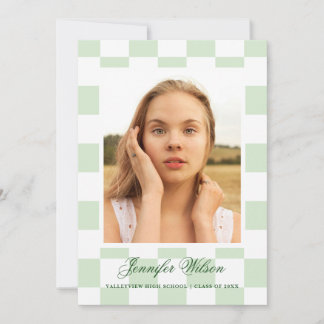 Chequered Grad graduation announcement green