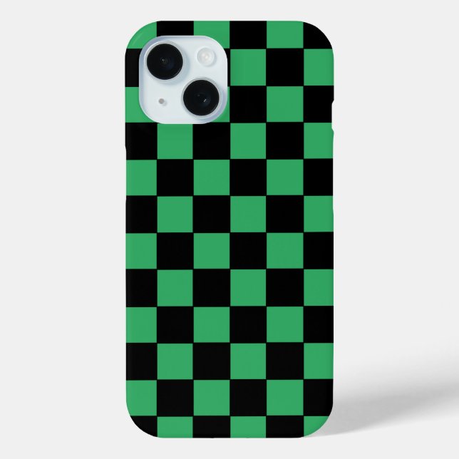 Chequered Green and Black Case-Mate iPhone Case (Back)