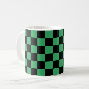 Chequered Green and Black Coffee Mug