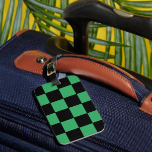 Chequered Green and Black Luggage Tag