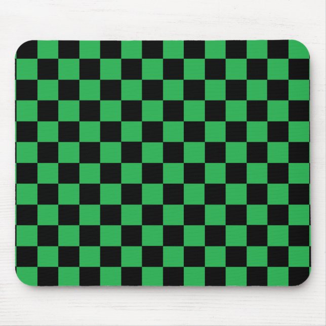 Chequered Green and Black Mouse Pad (Front)