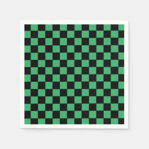 Chequered Green and Black Napkin