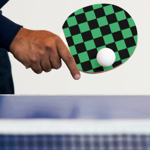 Chequered Green and Black Ping Pong Paddle