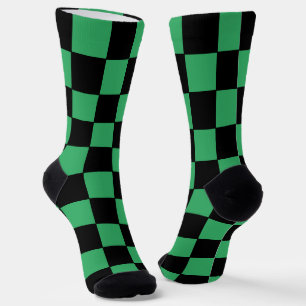 Chequered Green and Black Socks
