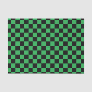 Chequered Green and Black Tissue Paper