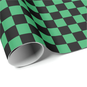 Chequered Green and Black Wrapping Paper