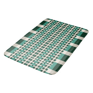 Chequered Green and Grey Bath Mat