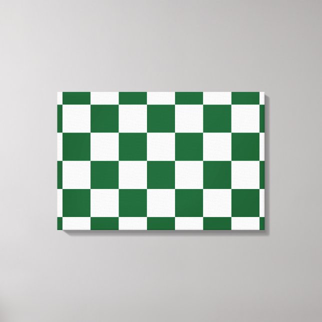Chequered Green and White Canvas Print (Front)