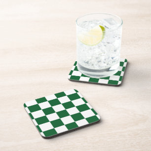 Chequered Green and White Coaster