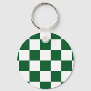 Chequered Green and White Key Ring