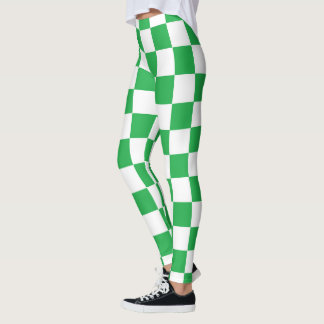 Chequered Green and White Leggings