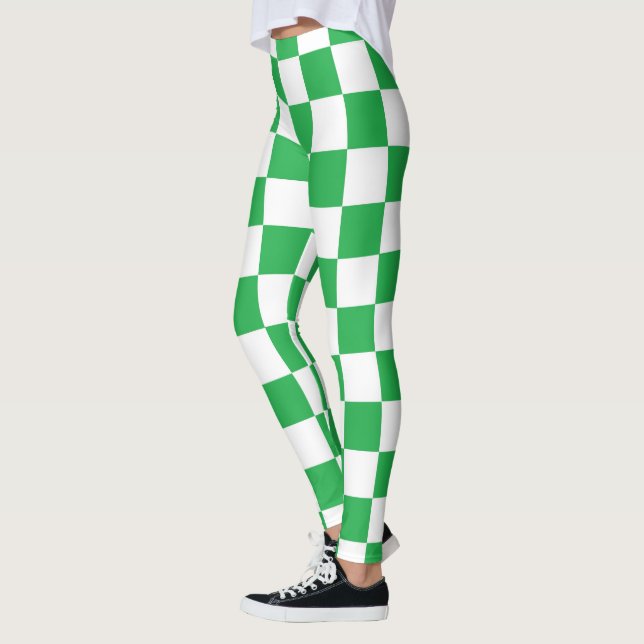 Chequered Green and White Leggings (Left)