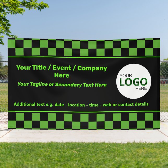 Chequered Green & Black IT or Cyber Event DIY Logo Banner (Outside)