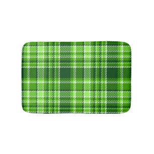Chequered Green Colour Pattern Bath Mat