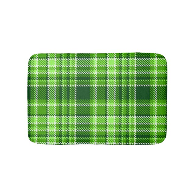 Chequered Green Colour Pattern Bath Mat (Front)