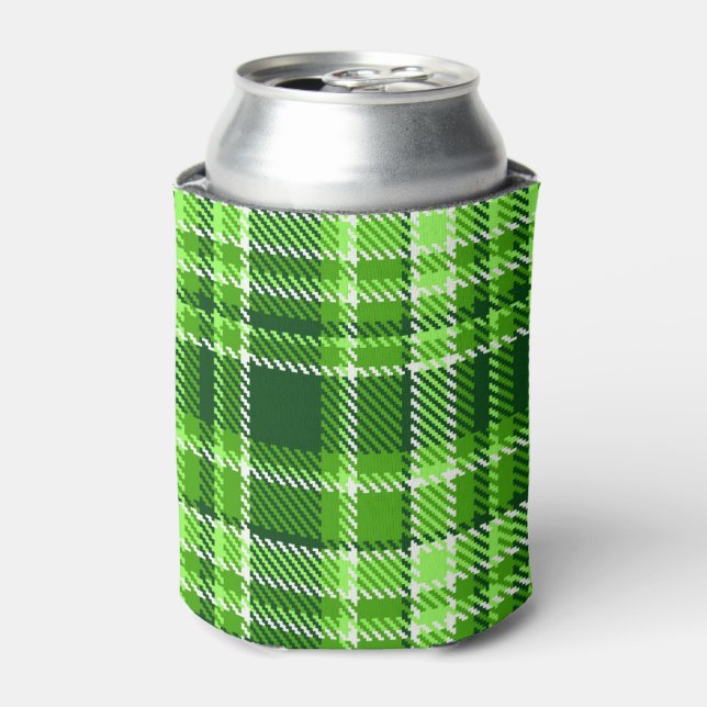Chequered Green Colour Pattern Can Cooler (Can Front)