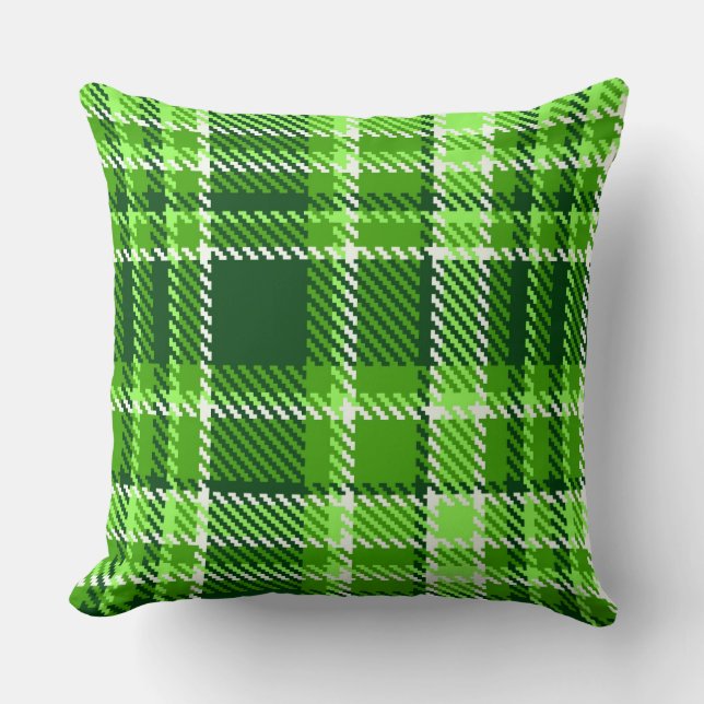Chequered Green Colour Pattern Cushion (Front)