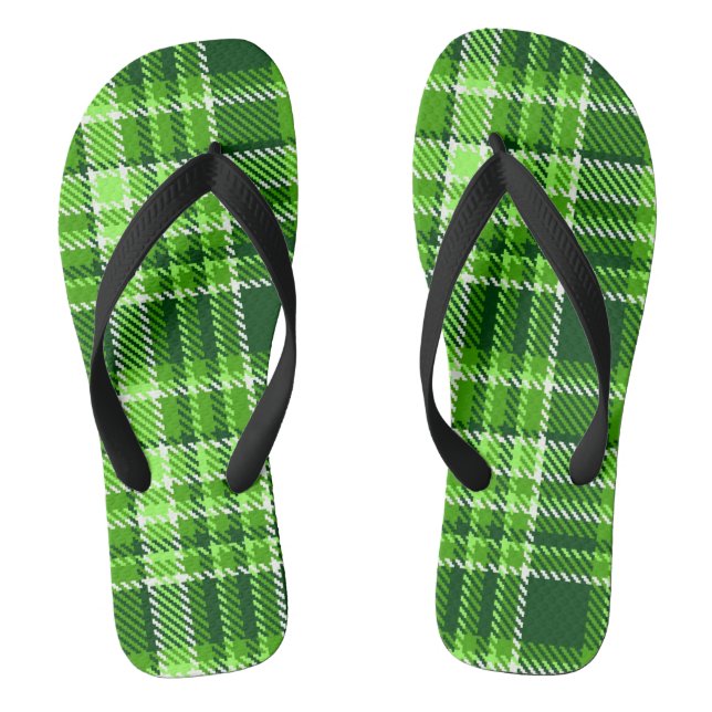 Chequered Green Colour Pattern Jandals (Footbed)