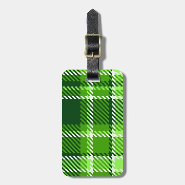 Chequered Green Colour Pattern Luggage Tag (Front Vertical)