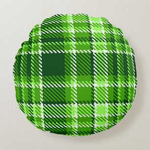 Chequered Green Colour Pattern Round Cushion