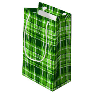 Chequered Green Colour Pattern Small Gift Bag