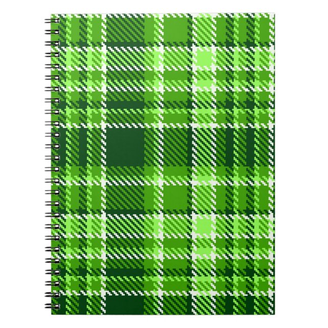 Chequered Green Colour Pattern Spiral Notebook (Front)