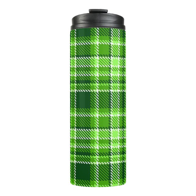 Chequered Green Colour Pattern Thermal Tumbler (Front)