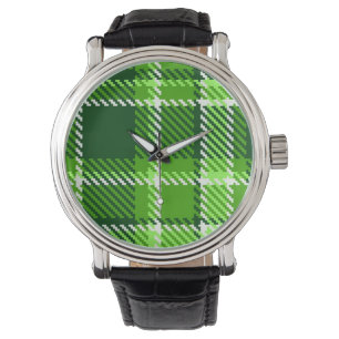 Chequered Green Colour Pattern Watch