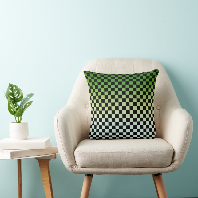 Chequered Green Fade Cushion (Chair)