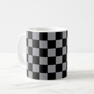 Chequered Grey and Black Coffee Mug