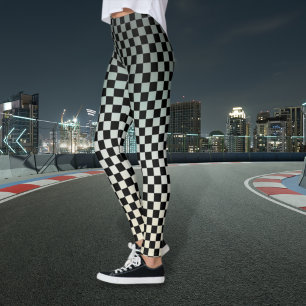 Chequered Grey and White Sunset Leggings