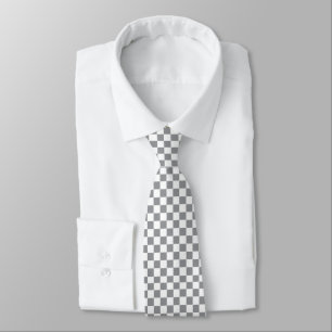 Chequered Grey and White Tie