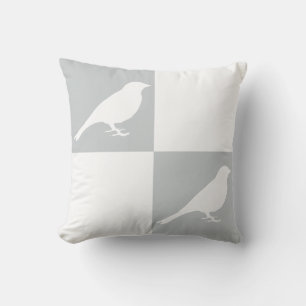 Chequered Grey & White Bird Pillow