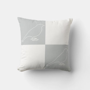 Chequered Grey & White Bird Pillow