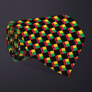Chequered Guinea-Bissau Flag Pattern Tie
