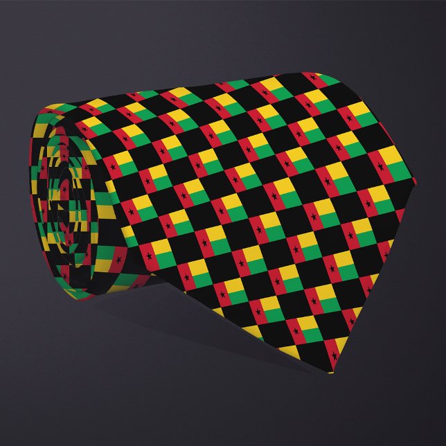 Chequered Guinea-Bissau Flag Pattern  Tie (Creator Uploaded)